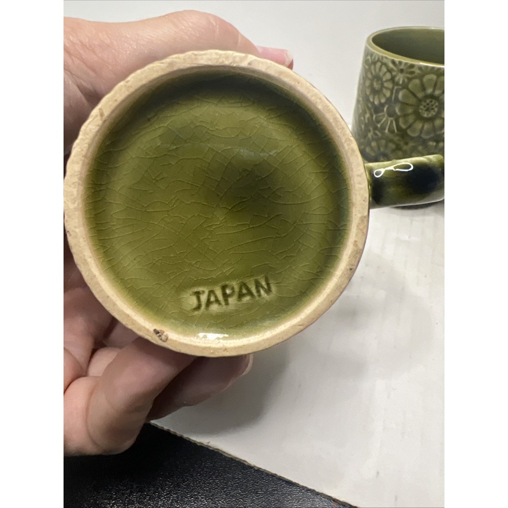 Japan Stacking Coffee Cup Mug Mid-Century Modern Avocado Green Vintage - Picture 3 of 3
